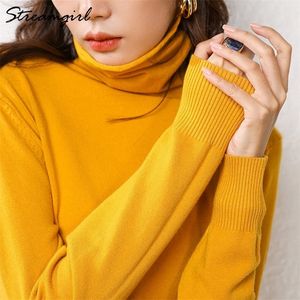 Vit Turtleneck tröja Kvinnor Vinterkläder Kvinnors jumper Varma stickade Turtle Neck Fall Sweaters For Women Sweater Woman 201203