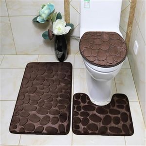 Bath Mats Pebble Embossed Floor Bathroom Non Slip Toilet Three Piece Set Foot Carpet Products 220504