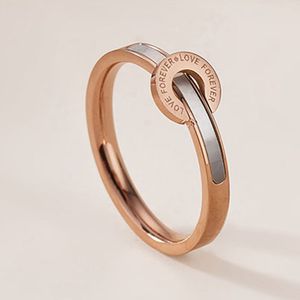Design clássico amor para sempre anel de noivado cor-de-rosa ouro aço inoxidável branco shell jóias para jovens laides presente