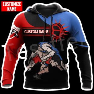 Tessffel Customize Name Wrestling Fight Sports Fitness 3DPrint Men Women Sewatshirt Harajuku Casual Pullover Jacket Hoodies X3 220706