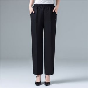 Yaz kadın pamuk keten harem pantolon ayak bileği uzunluk pantolon kadın artı boyutu vintage Kore pantolon yüksek bel siyah düz pantolon lj201130