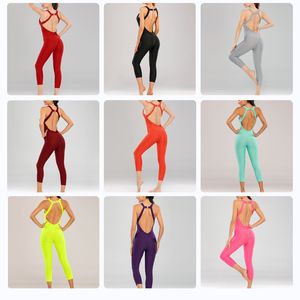 Kvinnor Jumpsuit Yoga Sport passar Multicolor Summer Run Strong Stretch Fitness Pleated Fabric Clothing Gym kläder Höftlyftande Leging Well Fit Jumpsuits Rompers 02