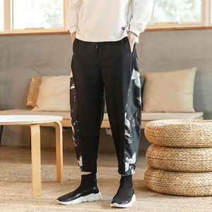 Мужские брюки в китайском стиле, шаровары для бега, мужские повседневные японские спортивные брюки, принт, строчка, универсальные модные трендовые штаны 4XL, мужские