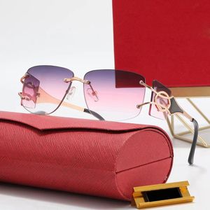 Designer tendance des lunettes de soleil sans bordure pour les femmes uniques à double or métal gradient noir Blue carré objectif mode féminin pour hommes cartores de lunettes d'œil