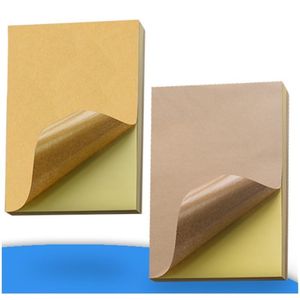 50 pcs A4 Brown Kraft papel adesivos auto adesivo laser laser etiquetas cair CX220322