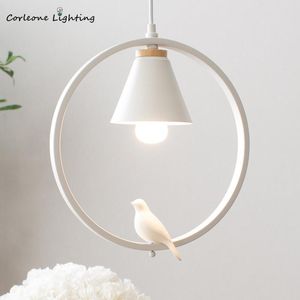 Lampy wiszące nordyckie lampa ptaków nowoczesne żelazne światła pierścienia sztuki dla pokoi dla dzieci wiszące łóżko LED E27 Dekorowanie domu