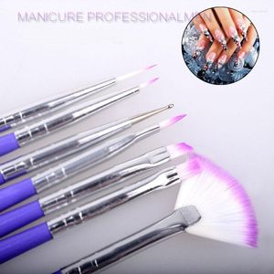 Nail Brushes 7Pcs Purple Brush Set Design Gel Polish Painting Drawing Acrylic For Nails Art Manicure ToolsNail Stac22