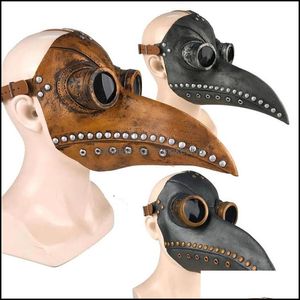 Funny Medieval Steampunk Plague Doctor Bird Mask Latex Punk Cosplay Masks Beak Adt Halloween Event Props For Man Woman A38226J Drop Delivery