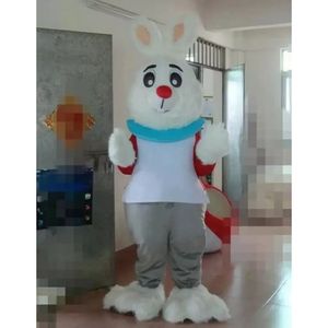 Sahne Fursuit Beyaz Tavşan Maskot Kostümleri Karnaval Hallowen Hediyeleri Unisex Yetişkinler Fantezi Parti Oyunları Kıyafet Tatil Kutlaması Karikatür Karakter Kıyafetleri