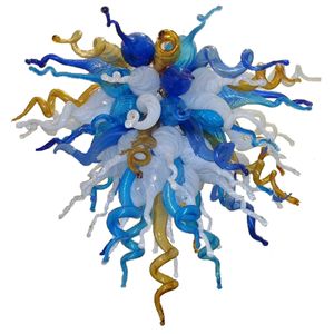 Colorful Pendant Lamps Art Glass Lighting Fixtures Blue White Amber Color Hand Blown Murano Chandeliers 24 by 20 Inches