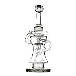 11.2-Inch Grey Recycler Hookah Bong with Volcano Percolator, Bent Type, Mouthpiece, and Downstem