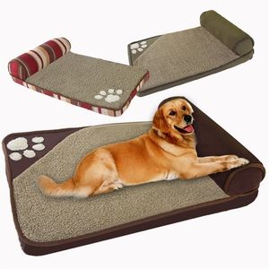 Camas de cães para cães grandes sofá de canil travesseiro quadrado husky labrador Teddy gato mat lj200918