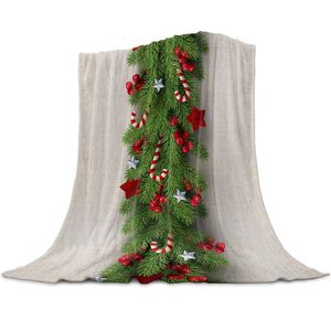 Decken Weihnachtsbaum Tannennadeln Candy Bow Überwurfdecke für Betten Mikrofaser Flanell Warm Sofa Bettwäsche Tagesdecke Geschenke