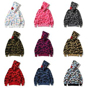 Tasarımcı Erkek kadın hoodie popüler köpekbalığı deseni Sportwear Kamuflaj zip hoodies ceket büyük boy athleisure