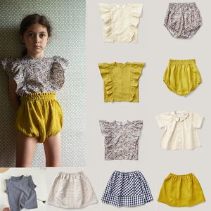 Kız kıyafetler Soor soom yaz çocukları çiçek bebek tişörtleri çocuk gündelik moda etek ve şort iki parça takım elbise 220715
