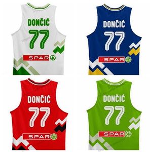 Nikivip Custom Luka Doncic #7 Drużyna Słoweńska Rzadka koszulka koszykówki Top Print Białe niebieskie zielone czerwone czerwone dowolne nazwę rozmiar S-4xl