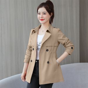 الخريف نساء سترة Windbreaker أنثى كوريا مزدوجة الصدر السترات الأساسية فضفاضة معطف الأساس ملابس خارجية 220815