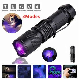 LED Torches Flashlight Lightlight Light 395/365 NM التفتيش ضوء الشعلة UV Zoomable 3 أوضاع مصباح فوق البنفسجي