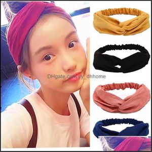 Headbands Hair Jewelry Women Summer Suede Headband Vintage Cross Knot Turban Elastic Bands Soft Solid Girls Hairband Headwear Accessories Dr