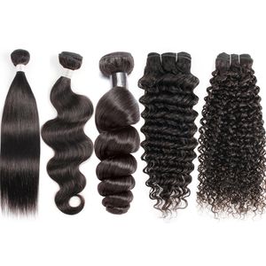 Virgin Weave 3/4 Bundles 10-26inch Brazilian Remy Human Straight Body Loose Deep Wave Double Weft