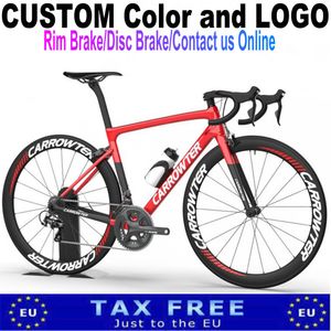 Logotipo y colores personalizados de freno de llanta Caurlowter de carbono Completo Bike Ligero Rojo Road Road Full Carbon Bicycle