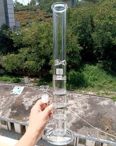 18 inç kalınlığında cam su bong nargiller üç katmanlı petek filtreleri ile lastik perc dişi 18mm