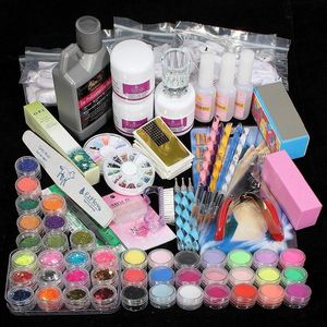 High Quality Acrylic Nail Art Tips Powder Liquid Brush Glitter Clipper Primer File Set244v on Sale