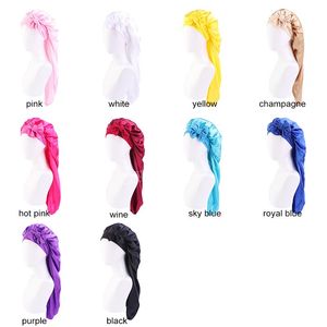Justerbar Elastic Wide Band Satin Bonnet With For Long Hair Hat Breattable Night Sleep Cap Hair Care Soft Headcover