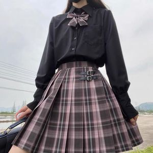 Kleidung Sets Verkaufsschule Röcke Frauen japanischer Harajuku -Rock hohe Taille Preppy Plised Teen Girls Uniformrosen