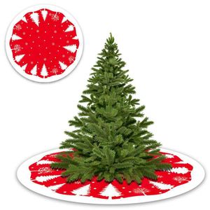 Decoraci￳n de ￡rboles de Navidad Falda roja Grid negra decoraciones navide￱as Santa Claus Impresi￳n de copas de nieve Faldas de decoraci￳n de ￡rboles BH7440 TQQ