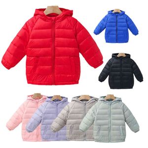 2-14Y Adolescente Ragazzi Ragazze Parka con cappuccio solido 90% Anatra bianca Giù Giacca sportiva invernale Moda Bambini Giacca calda in fuga Abbigliamento per bambini J220718