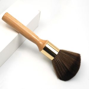 Large Loose Powder Brush Wooden Handle Soft Bristles Neck Hair Brushes Face Cleaning Hair Cutting Tools