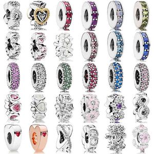 NEUE 2018 Mode 100 % 925 Sterling Silber Klar CZ Pan Spacer Charm Clips Herz Perle Kollokation Armband DIY Fabrik Großhandel AA220315