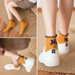 Çorap Çorap Fırfırca Fırfır Kawaii Sevimli Kore Tarzı Kadınlar Şeker Moda Pamuk Calcetines Kadın Kobieta Skarpety Femme Chaussettes Meia
