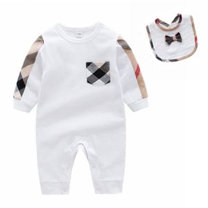 Babys Designer Newborn Kläder Jumpsuits Förtjockade Onesie Rompers Saliv Handduksset Spädbarn Vår Höst Vinter Pojkar Flickor Kläder Andas ren bomull PSK164