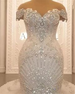 Wspaniałe suknie ślubne syreny syreny ślubne suknie ślubne 2022 Koronki ułożone z warstwy na ramię w Arabską szatę de Marie267s