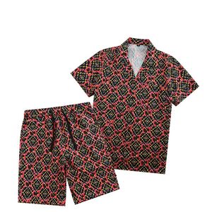 2022 Hot Summer Men Zestaw ubrania Tracksuit Mężczyźni zwykłe krótkie rękawowe koszulę z krótkimi spodniami Moda Flower Shirt plus size 3xl