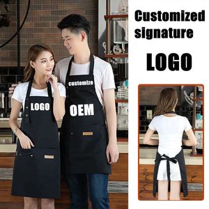 fashion apron manufacturers custom printing milk tea coffee flower shop baking nail pot shop work clothes signature 220608