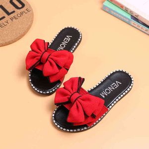 Children Shoes For Girls Slippers Summer Sandals Kids Girls Princess Slippers Fashion Beach Shoes With Bow flip flops G220418