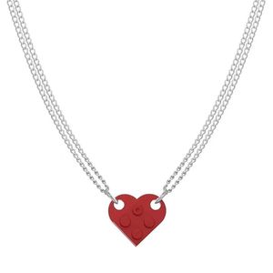 Naszyjniki wisianta w kształcie serca w kształcie serca Miłość do pary kobiety mężczyźni Jigsaw Lego Przyjaźń Łańcuch Clavicle Six