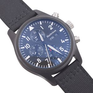 Mens Watch Day Date Automatic movement 43mm luminous PVD Black wheel Steel Case Nylon Strap Folding clasp Wristwatches