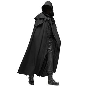 Vampire Halloween Costume Gothic Men Cloak Coats Hooded Solid Loose Windproof Mens Trench Coat Men Chic Winter Long Cape Poncho