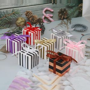 Enrolamento de presentes 10-15pcs/bolsa Candy Box Wedding Chocolate Baking Decorations Party Convites Mini Stripe GiftGift