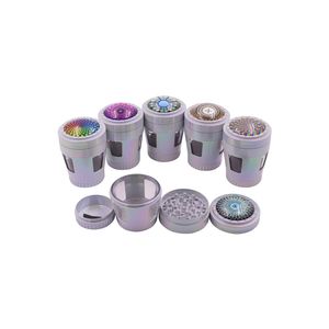 Latest Zinc Alloy Colorful White Rainbow Smoking 50MM Dry Herb Tobacco Grind Spice Miller Grinder Crusher Crystal Grinding Chopped Hand Muller Cigarette Holder DHL