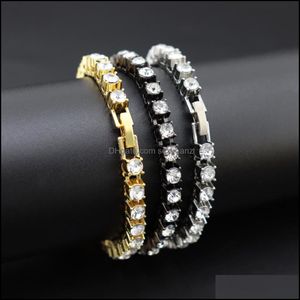 Link Chain Bracelets Jewelry Fashion Mens Hip Hop Jewlery Tennis Link Fl Diamond Crystal Charm One Row Bracelet Q296Fz Dr Dhdwh