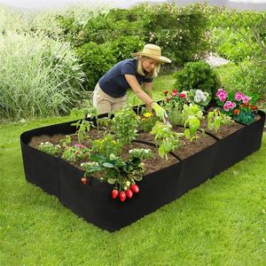 GreenGrow Rectangular Felt Planting Bag | Multigrid Split Veggie & Flower Garden Pot | Beautiful & Durable | 22x07x14 Inch
