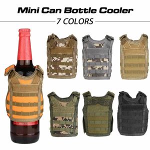 UPS Tactical Beer Bottle Beer Vest Cover Military Mini Miniature Molle Vest Personal Bottle Drink Set Adjustable Shoulder Straps
