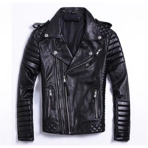 Plus size Brand soft sheepskin leather coat for manmen's genuine Leather jacketfashion slim motor leather clothe 201128