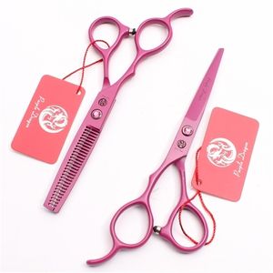 Left Hand 5.5" 16cm Purple Dragon Pink Cutting Scissors Thinning Shears Professional Hairdressing Hair Z8001 220317