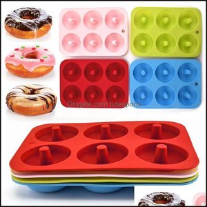 SILE DONUT MOLD BACING PAN DIY DONUTS 6 GRAID MOD MAKERノンスティックケーキペストリーツールGGE3523ドロップデリバリー2021 Mod